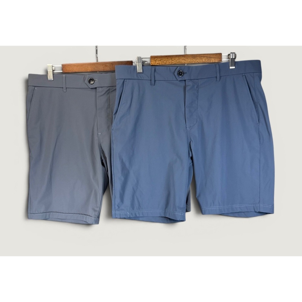 Lot Of 2 Greyson Montauk Shorts Mens 36 Blue & Gray Stretch Golf Performance EUC